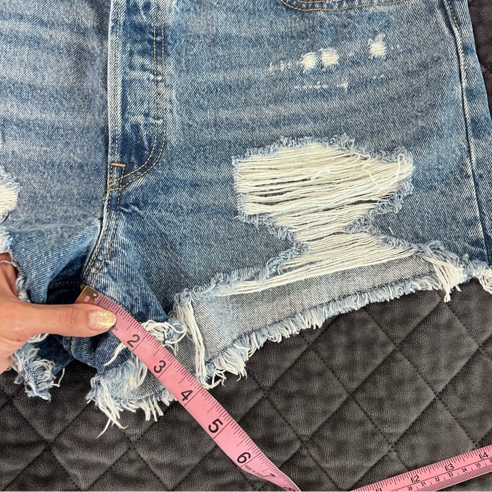 Levi's Distressed Light Blue Denim Jean Shorts - Picture 4 of 11